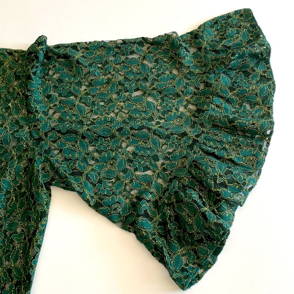Michael Kors forest green lace blouse size S - Picture 3 of 6